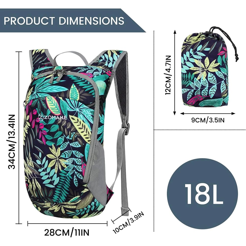 ZOMAKE Ultra Lightweight Packable Backpack, 18L, Multi-Color