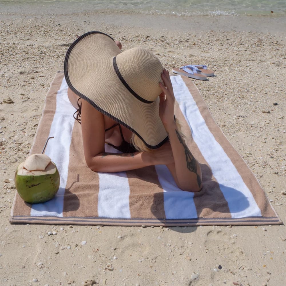 Aston and Arden Reversible Resort Towel, Gray/Tan, 70" x 35"