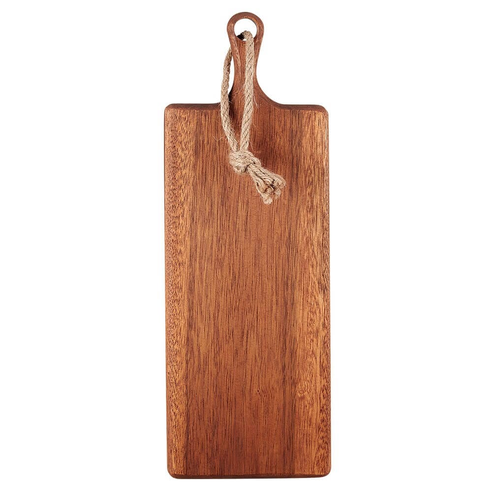 Smith & Callahan Rectangle Oiled Acacia Wood Cutting Board with Hemp Rope