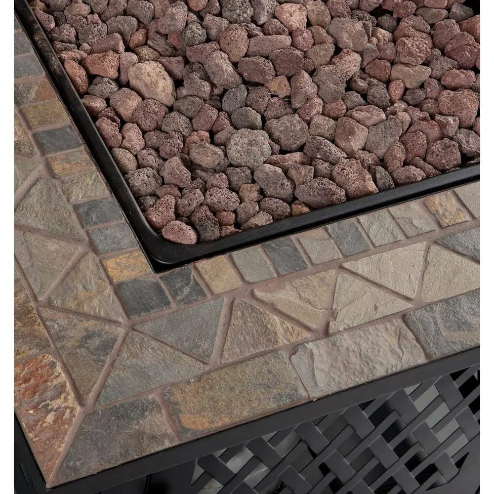 Endless Summer 30" Steel Frame Slate Tile Mantel Gas Fire Pit, 30,000 BTU
