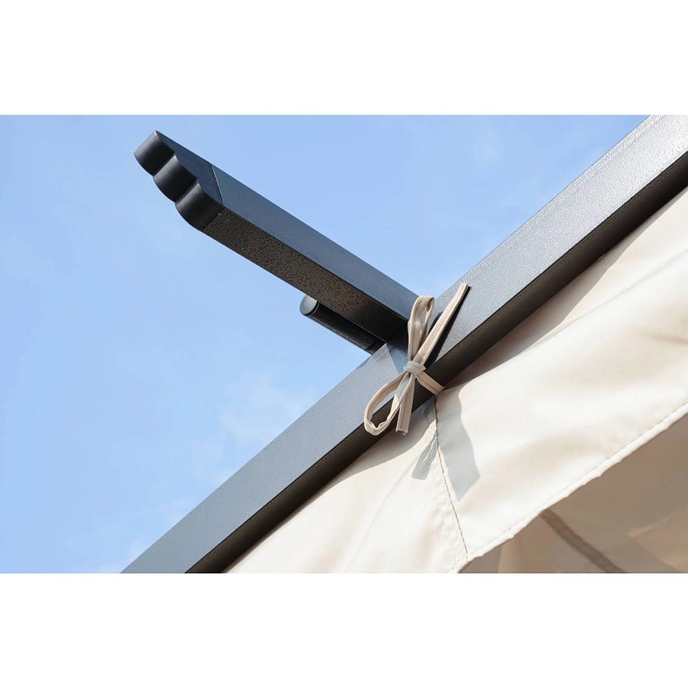 Island Umbrella 9' x 9' Metal Freestanding Pergola with Canopy, Champagne