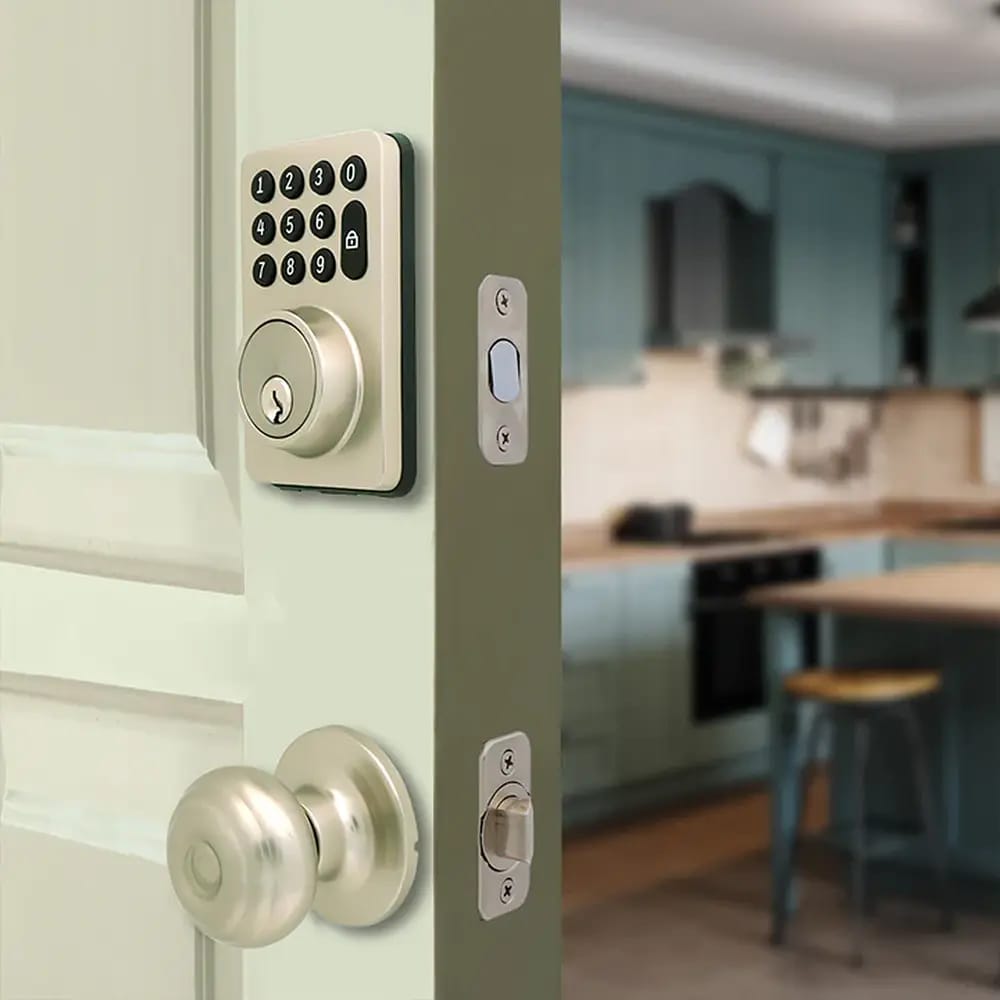 Honeywell Digital Deadbolt and Knob with Electronic Keypad, Satin Nickel