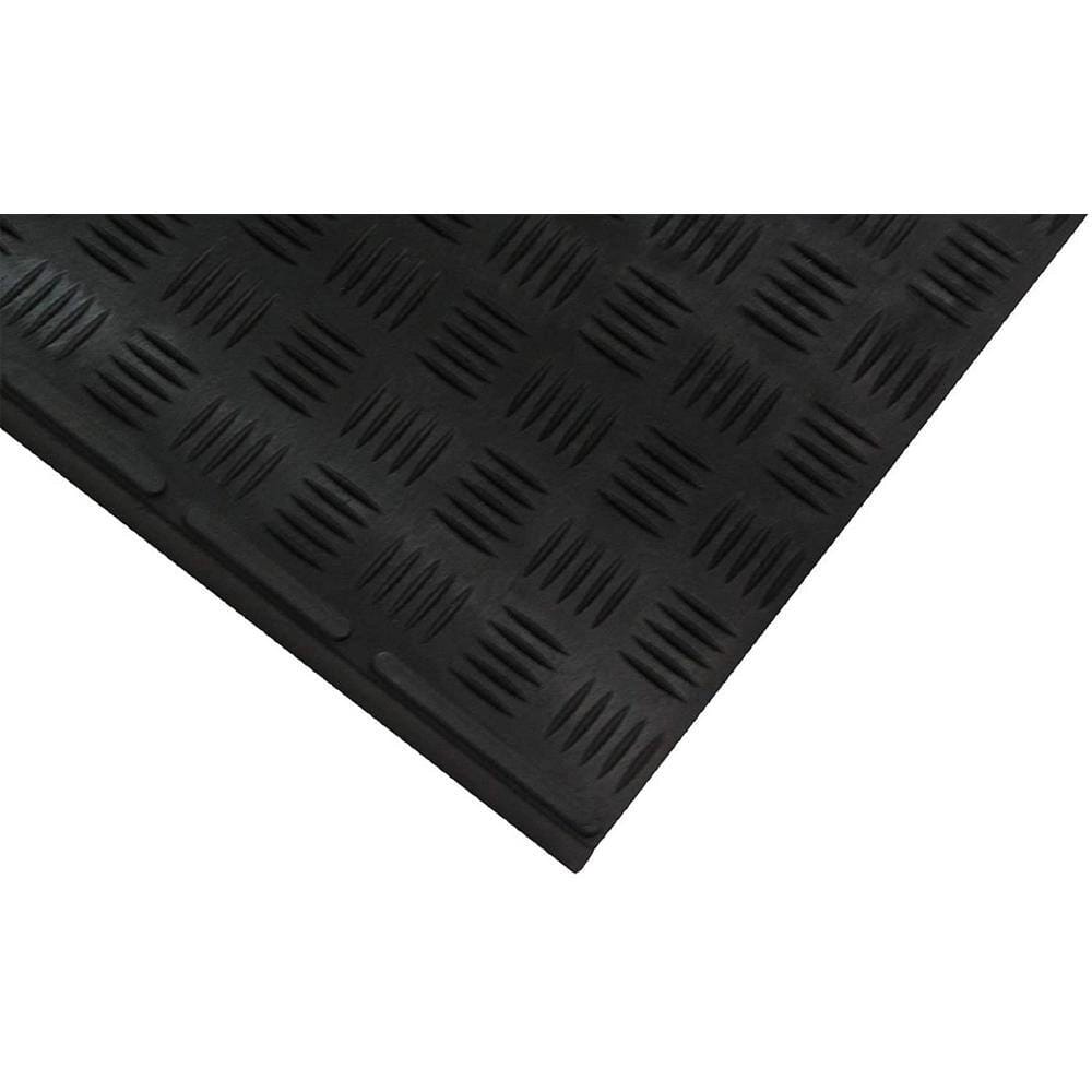 Checker Pattern 12" x 50" Rubber Stair Tread Covers, Black, 6 Pack