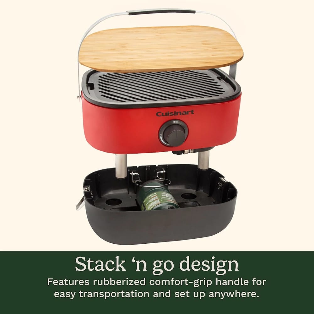 Cuisinart Venture Portable Gas Grill, Red/Black/Wood