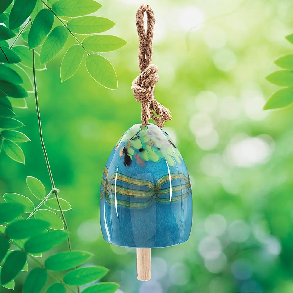 Glass Bell Windchime, Blue