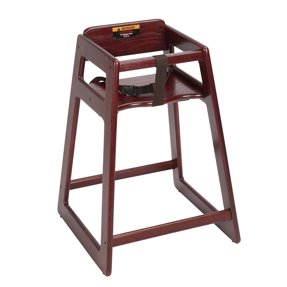 Tomlinson Industries Stacking Restaurant Wood High Chair, Red Mahogany