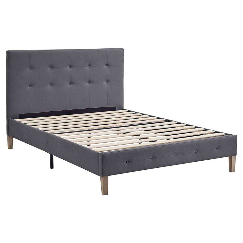 Classic Brands Seattle Modern Tufted Upholstered Full Platform Bed Frame, Peyton Steel