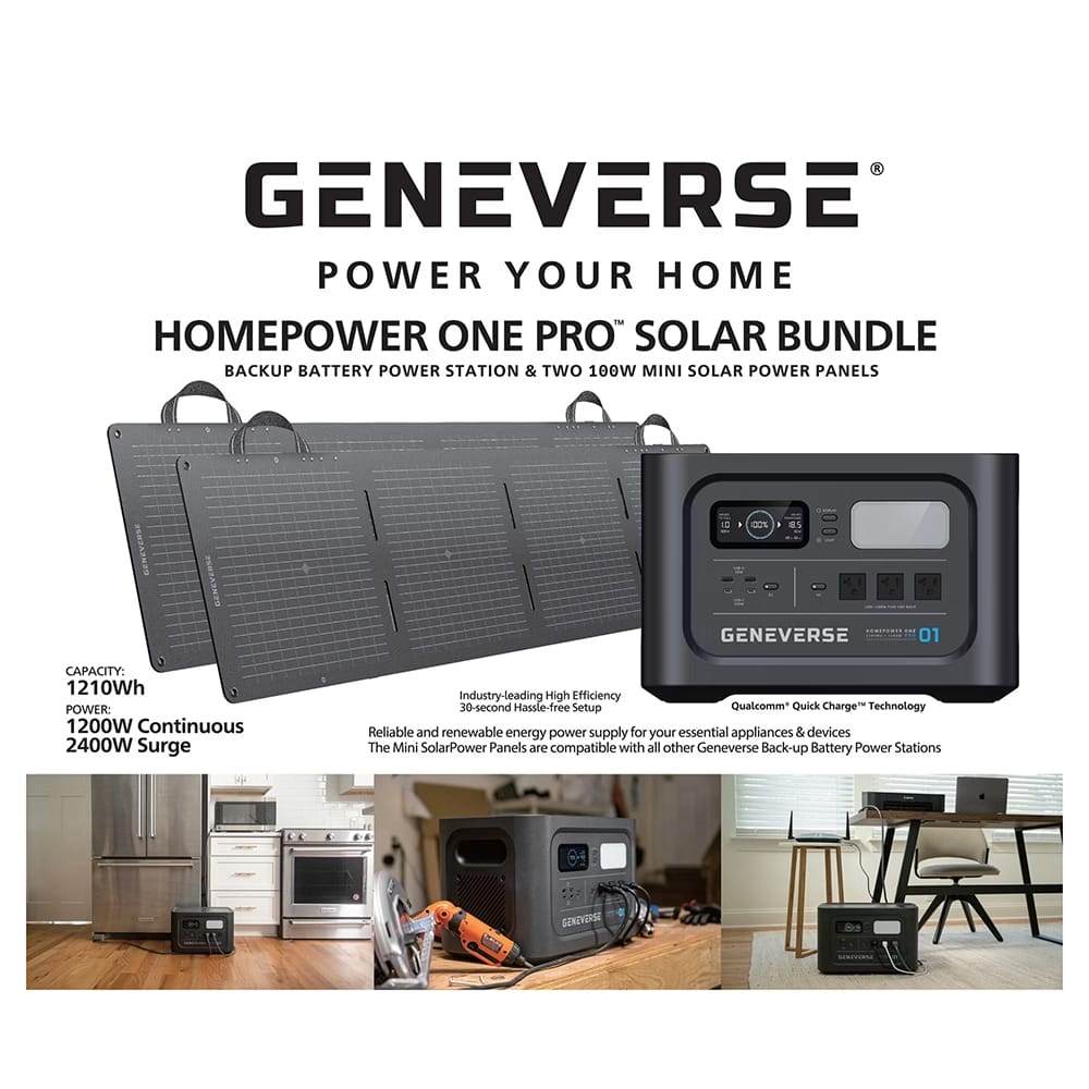 Geneverse HomePower ONE PRO 1210Wh Solar Generator Mini Bundle