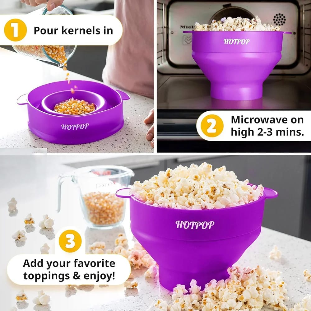 HOTPOP Silicone Microwave Popcorn Popper, Purple