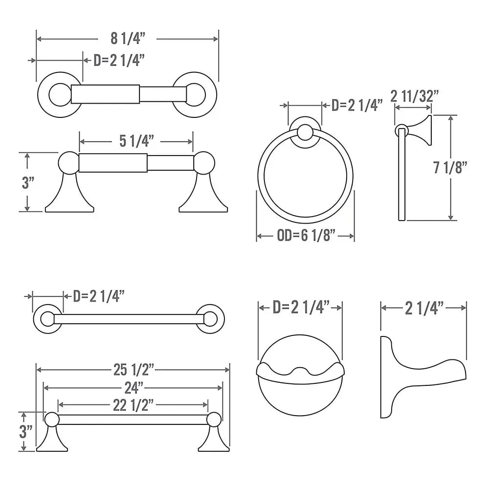 4-Piece Bathroom Hardware Accessory Set, Satin Nickel