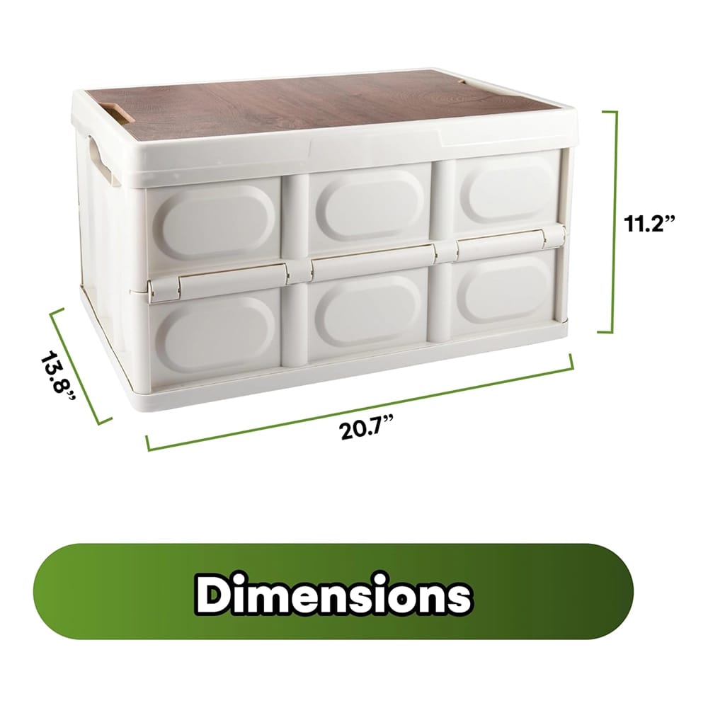 Grippi Collapsible Storage Bin with Wooden Lid
