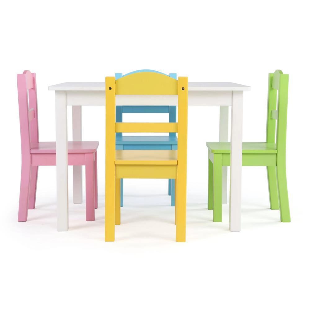 Humble Crew 5-Piece Kids Table and Chair Set, Pastel