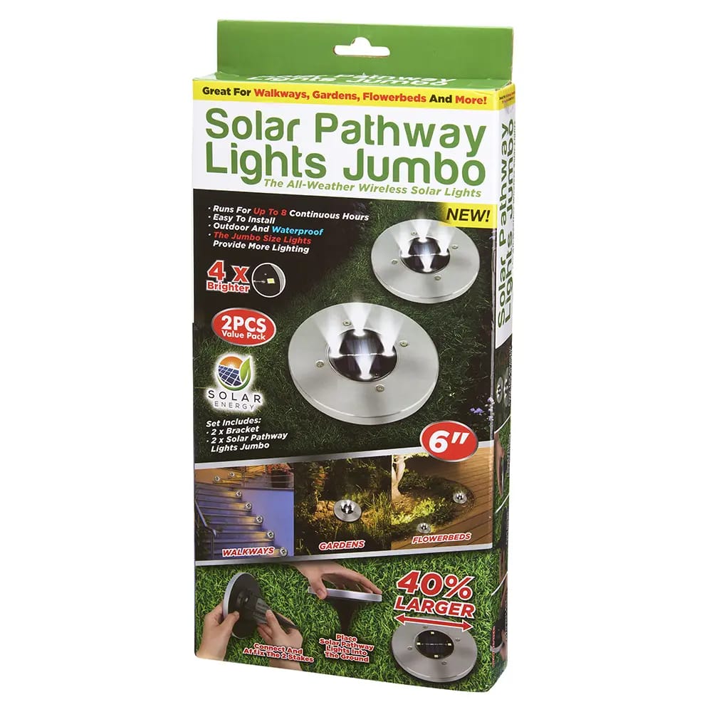 Solasa Jumbo Solar Pathway Lights, 2 pk