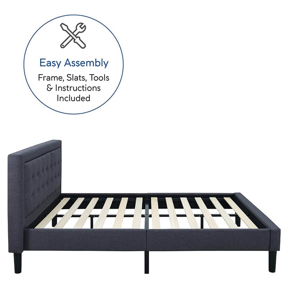 Classic Brands Mornington Upholstered Full Platform Bed Frame, Gray