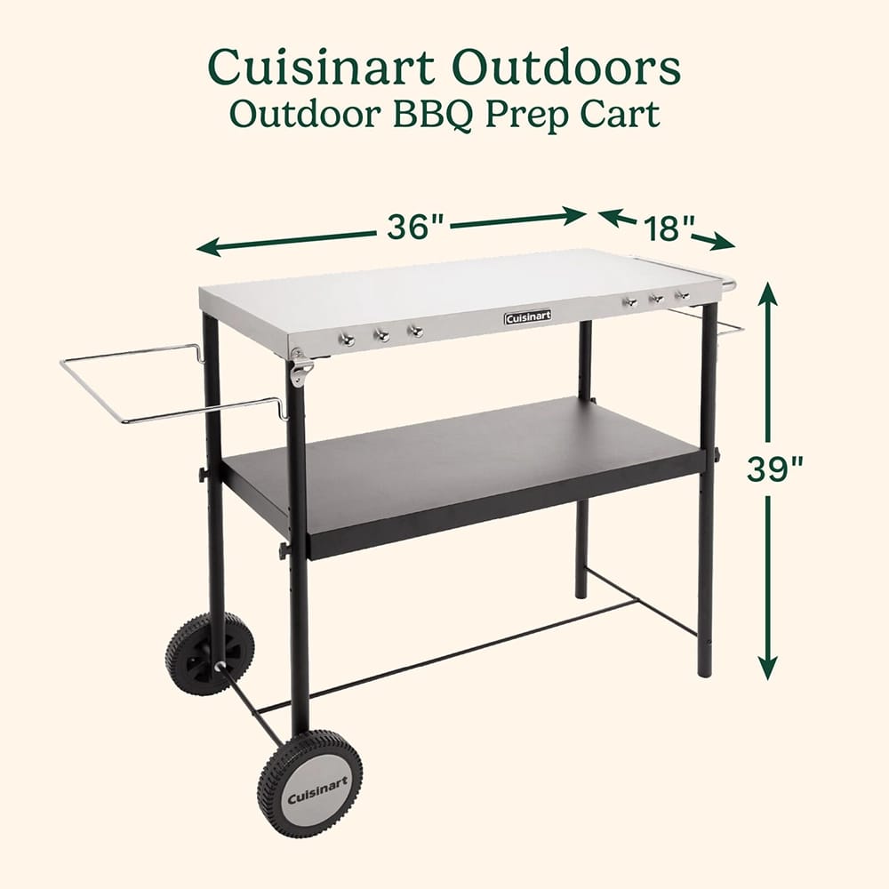 Cuisinart Outdoor BBQ Prep Cart, Black/Stainless