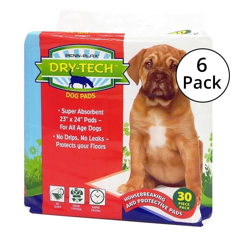 PENN-PLAX Dry-Tech Dog and Puppy Training Pads, 30 Count, 6 Pack