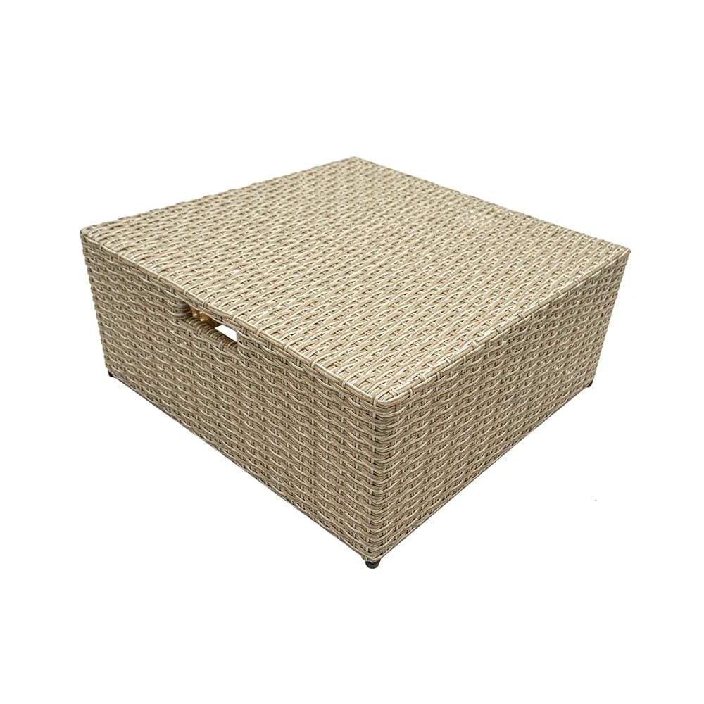 Deko Living Outdoor Wicker Patio Sofa with Canopy and Ottoman Set, Beige