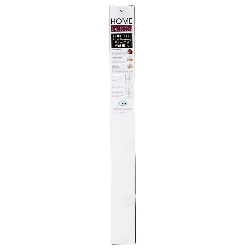 Home Basics Cordless Room Darkening Vinyl Mini Blinds, White, 39" x 64"