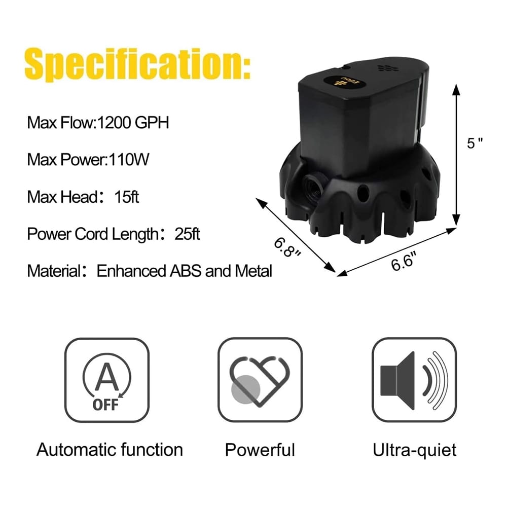 Edou Automatic Submersible Pool Cover Pump, Black