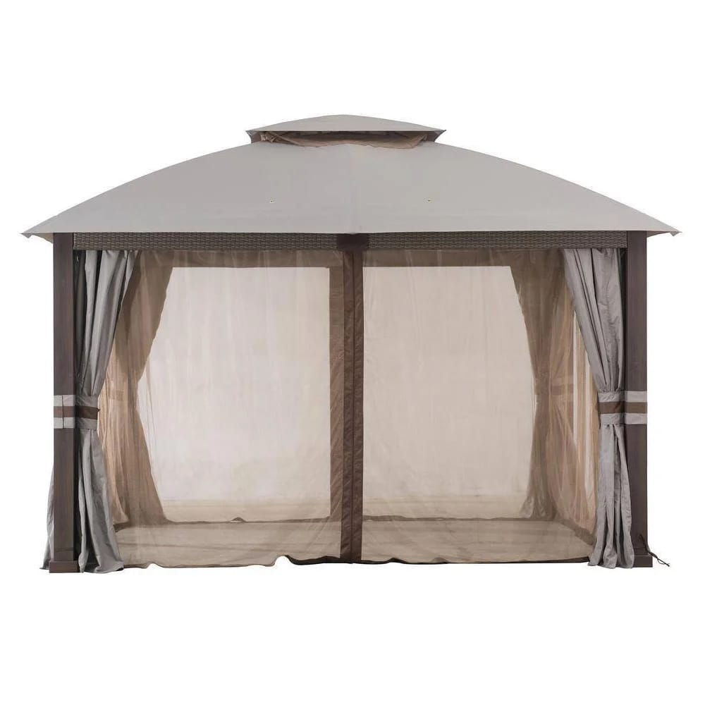 Sunjoy Fiona 2-Tier Gazebo, 11' x 13', Light Gray