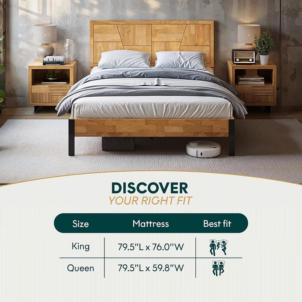 Bme Trapeze King Bed Frame, Teak Brown