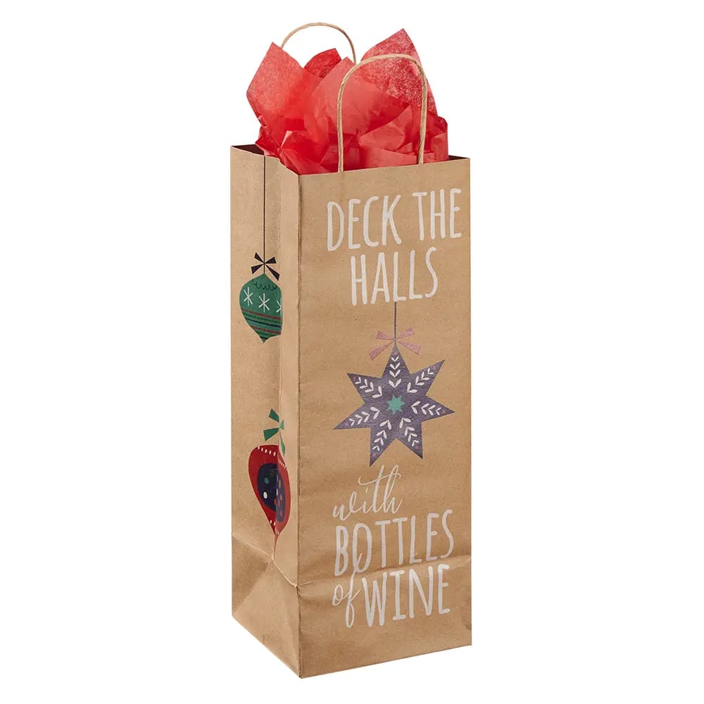 Kraft Christmas Bottle Gift Bag