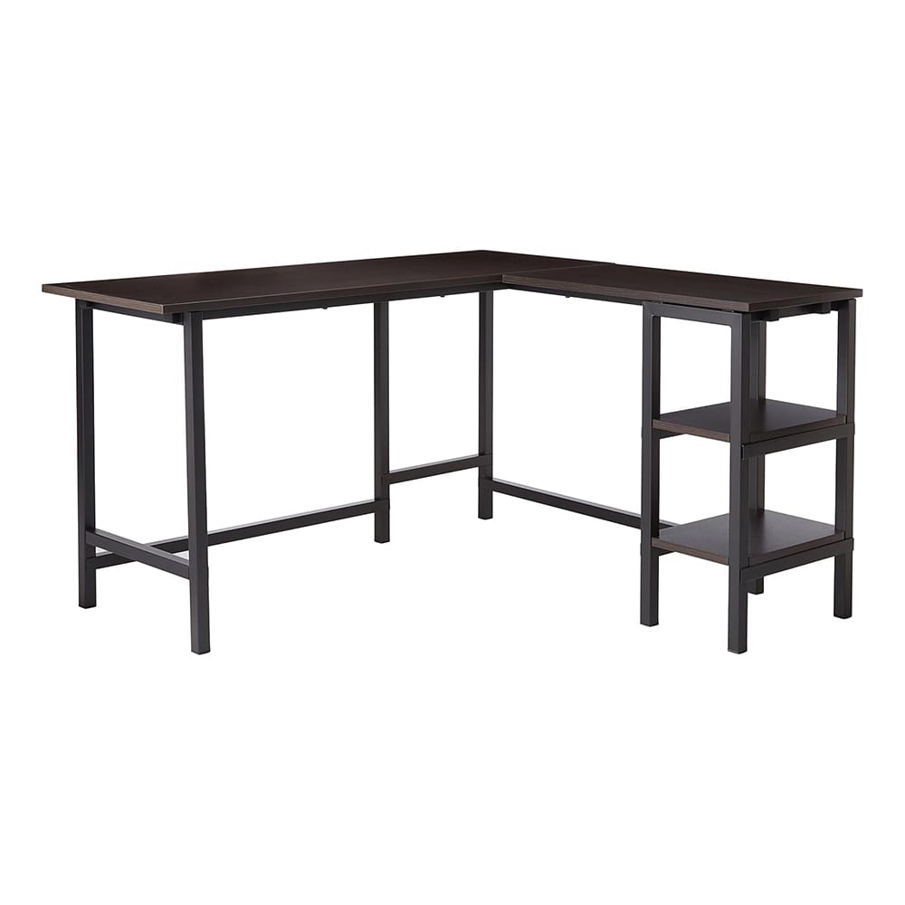 Zinus Luke L-Shaped Desk with Shelves, Espresso