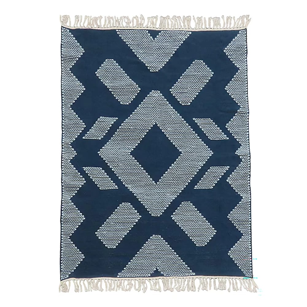 Hand Woven Polyester Indoor/Outdoor Rug, Indigo, 4' x 6'