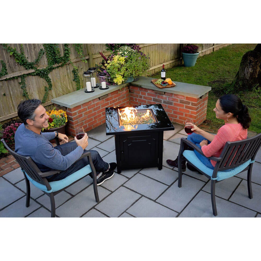 Endless Summer 30" Outdoor Propane Gas Fire Pit, 30,000 BTU, Green Fireglass