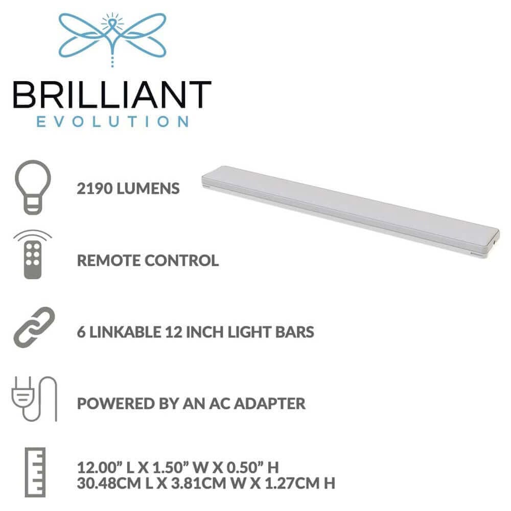 Brilliant Evolution Wired 12" LED Under-Cabinet Light Kit with 6 Bars and Remote Control