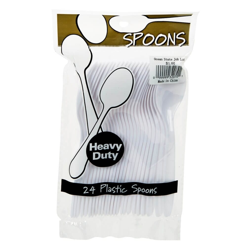 Heavy-Duty Plastic Spoons, 24-Count