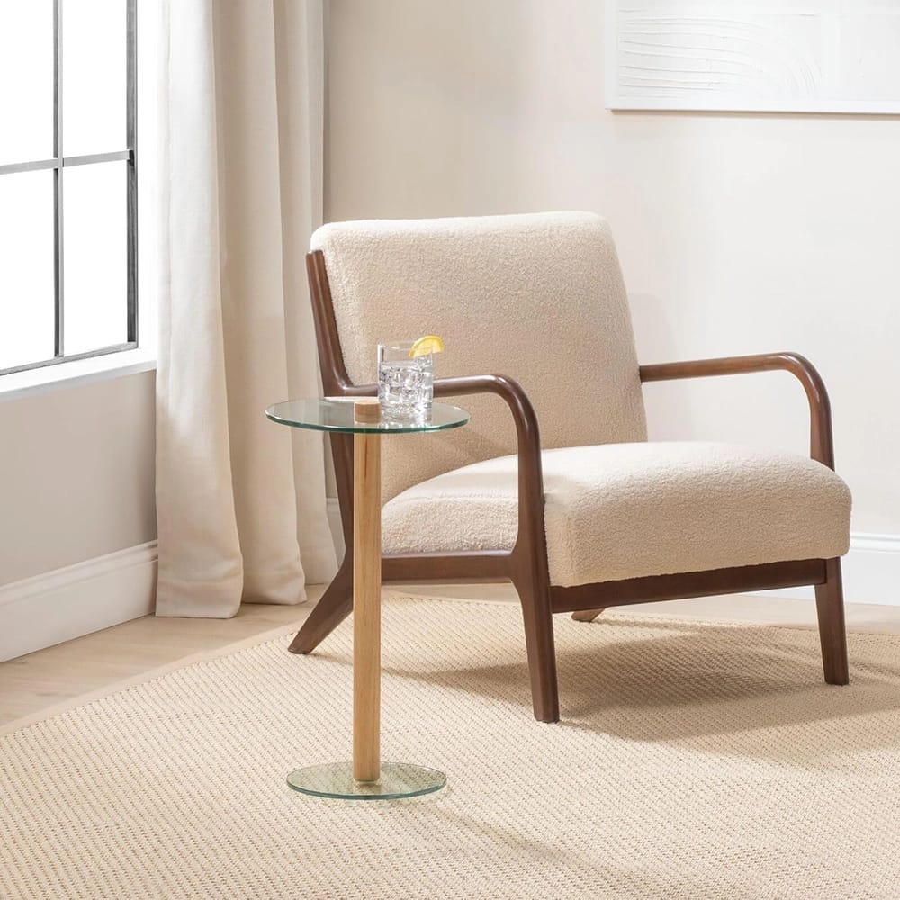 mDesign Glass Top Drink Table, Clear/Natural