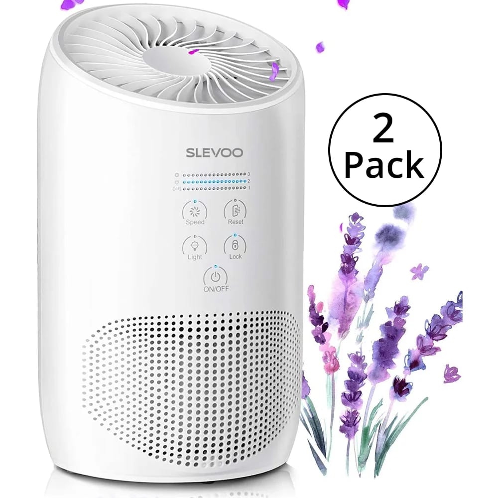 Slevoo HEPA Air Purifier with Fragrance Sponge, White, 2 Pack