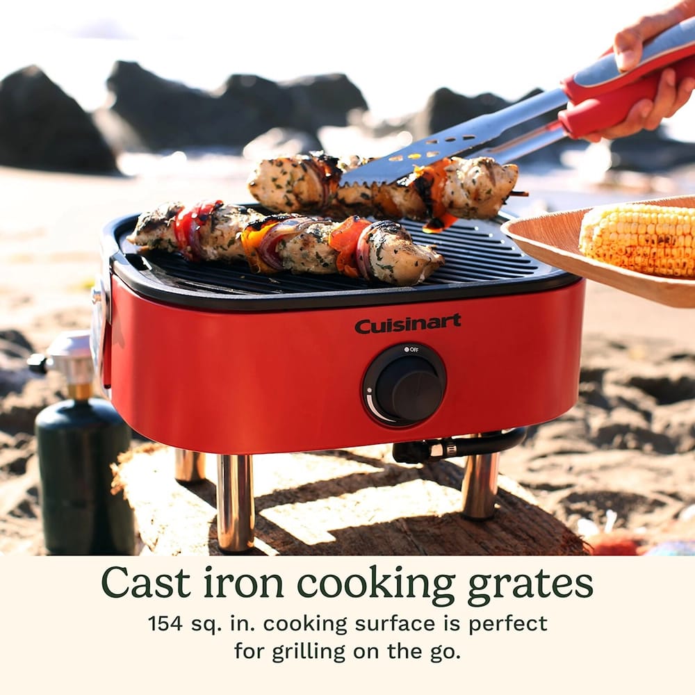 Cuisinart Venture Portable Gas Grill, Red/Black/Wood