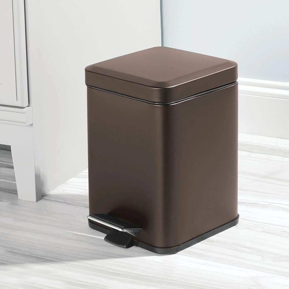 mDesign 1.5 Gallon Step Trash Can, Bronze