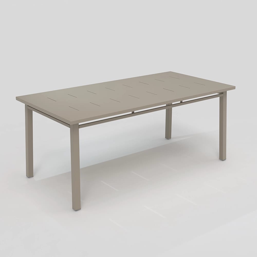 Maiori Aluminum Rectangular Long Patio Dining Table with Umbrella Hole, Light Taupe