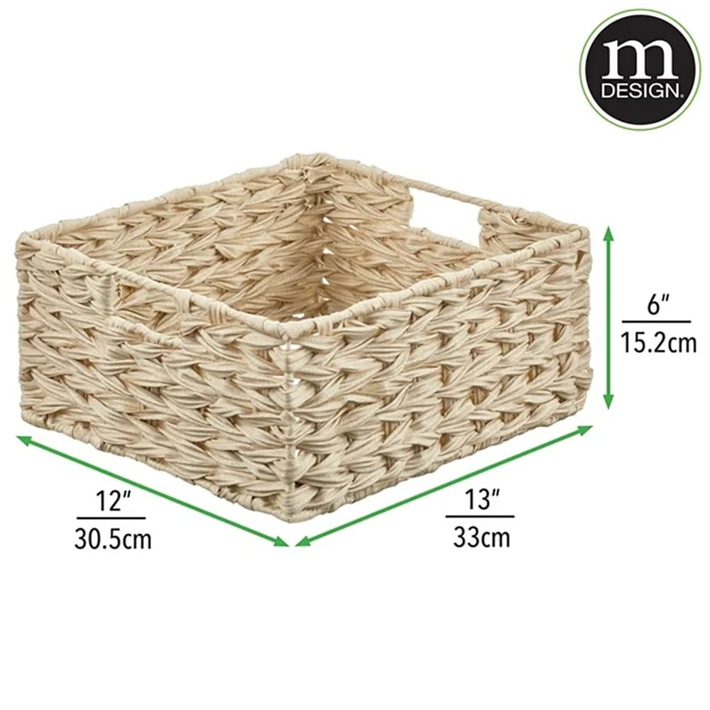mDesign Woven Pantry Storage Basket Box, Cream, 3 Pack