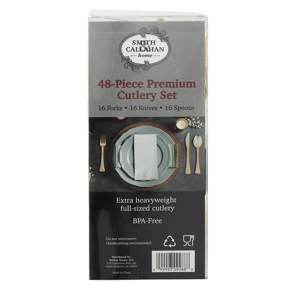 Smith & Callahan Elegant Gold Premium Plastic Cutlery Set, 48 Piece