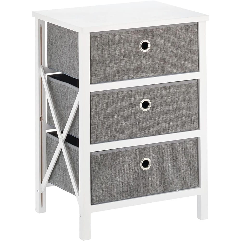 mDesign 3-Drawer Foldable Dresser, White/Gray