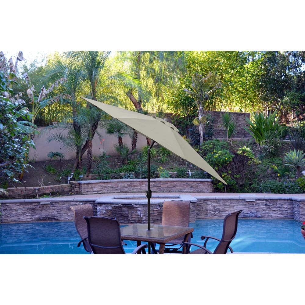 Jeco 9' Aluminum Patio Market Umbrella with Tilt and Crank, Tan/Black