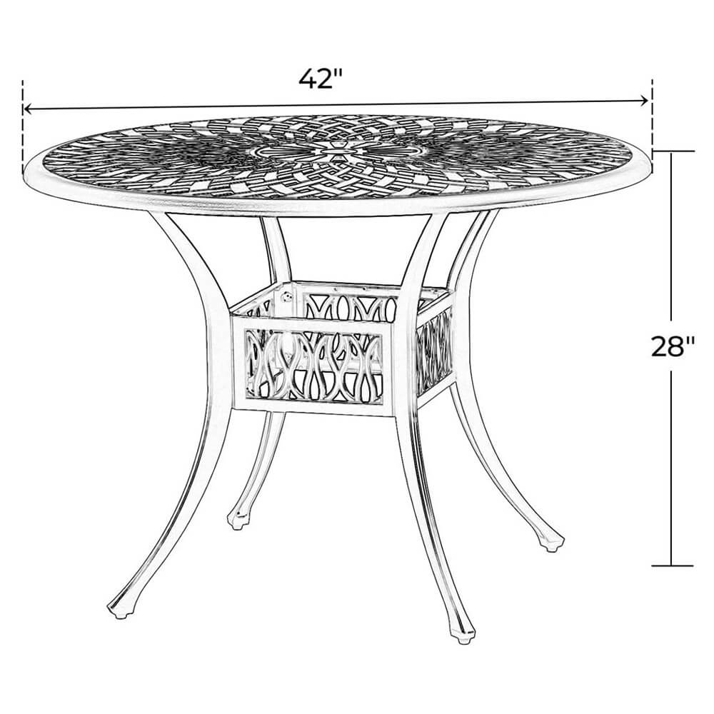 Laurel Canyon 42" Cast Aluminum Round Outdoor Patio Dining Table, Dark Brown