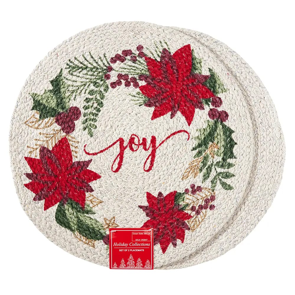 Christmas Round Cotton Placemats, Set of 2