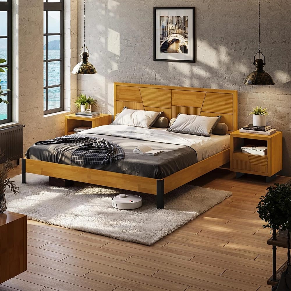 Bme Trapeze Bed Frame and Headboard, King