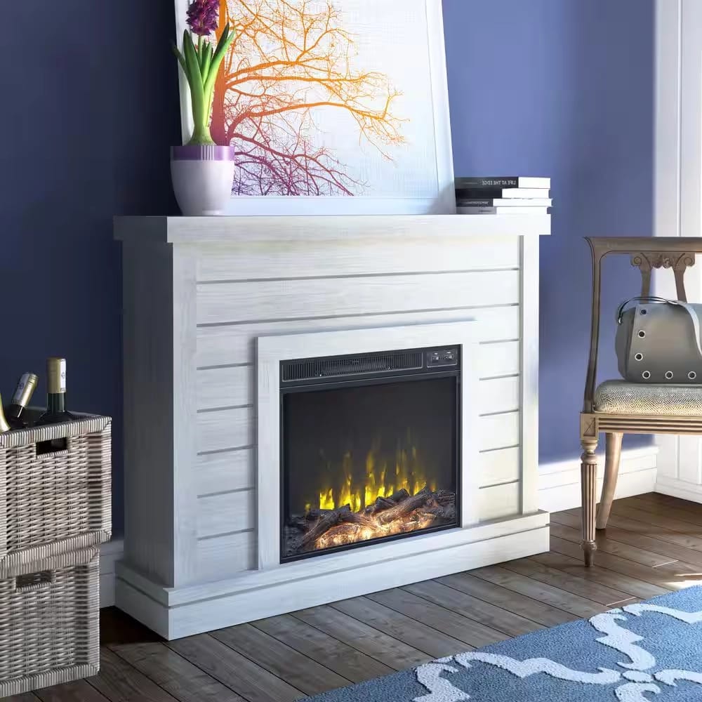 Twin Star Home Wall Mantel Electric Fireplace, Sargent Oak