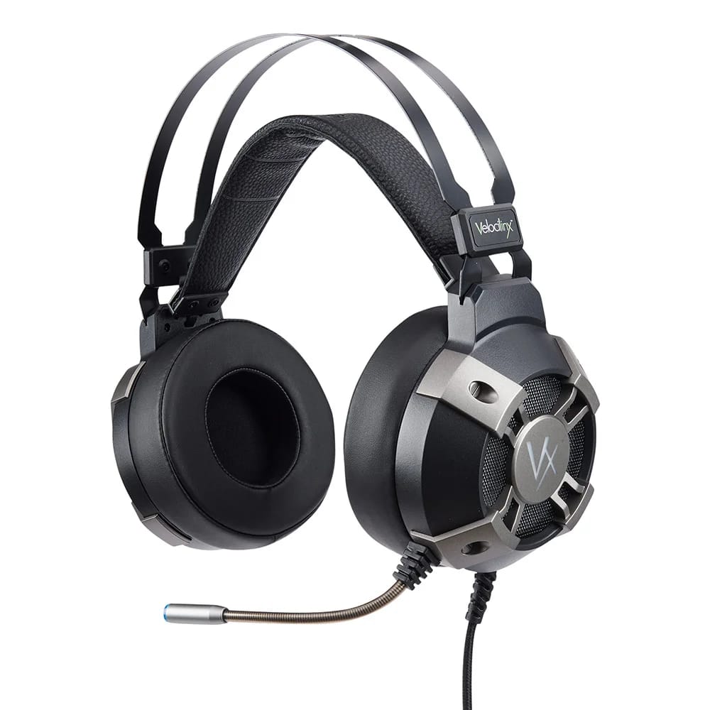 Velocilinx Surround Sound USB Gaming Headset, Silver/Black