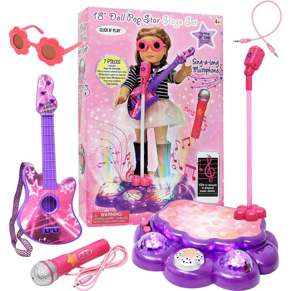 Click N' Play Interactive Karaoke Sing-Along Performance Stage with Accessories for 18" Dolls