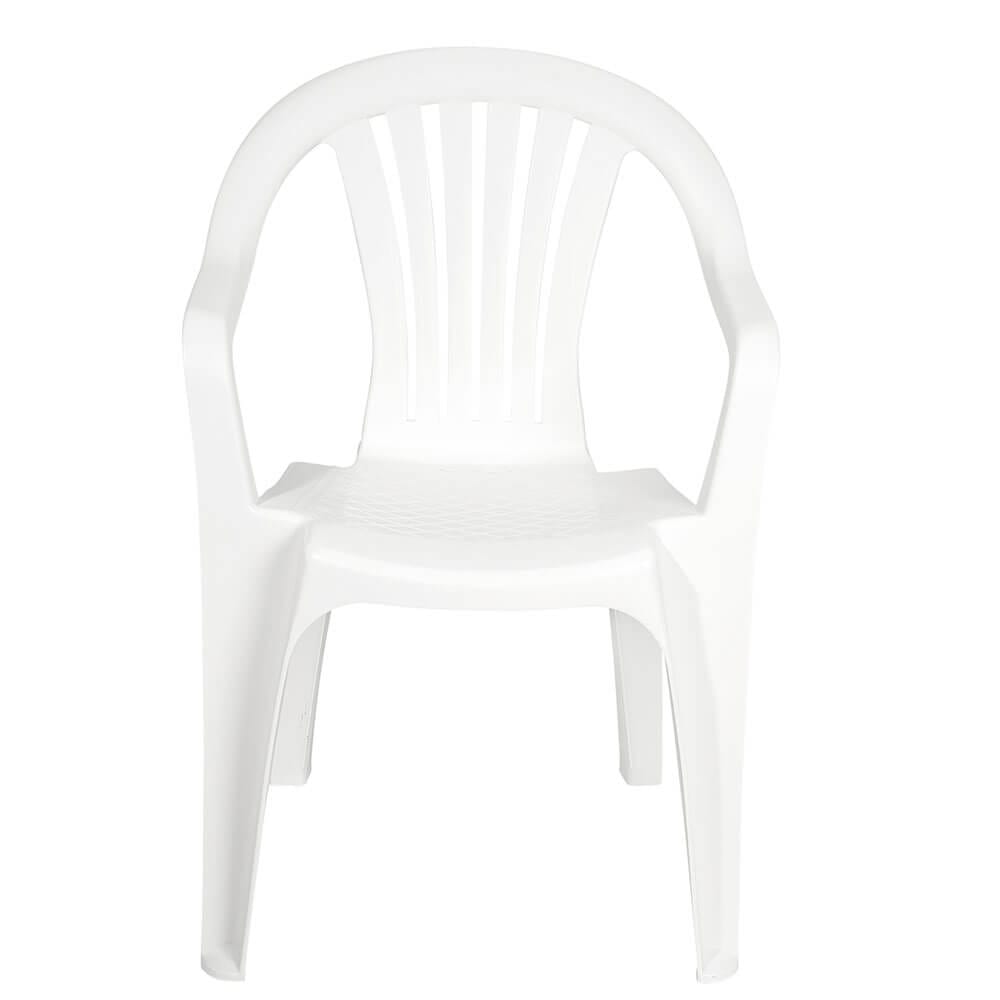 White Mid-Back Stackable Resin Patio Chair