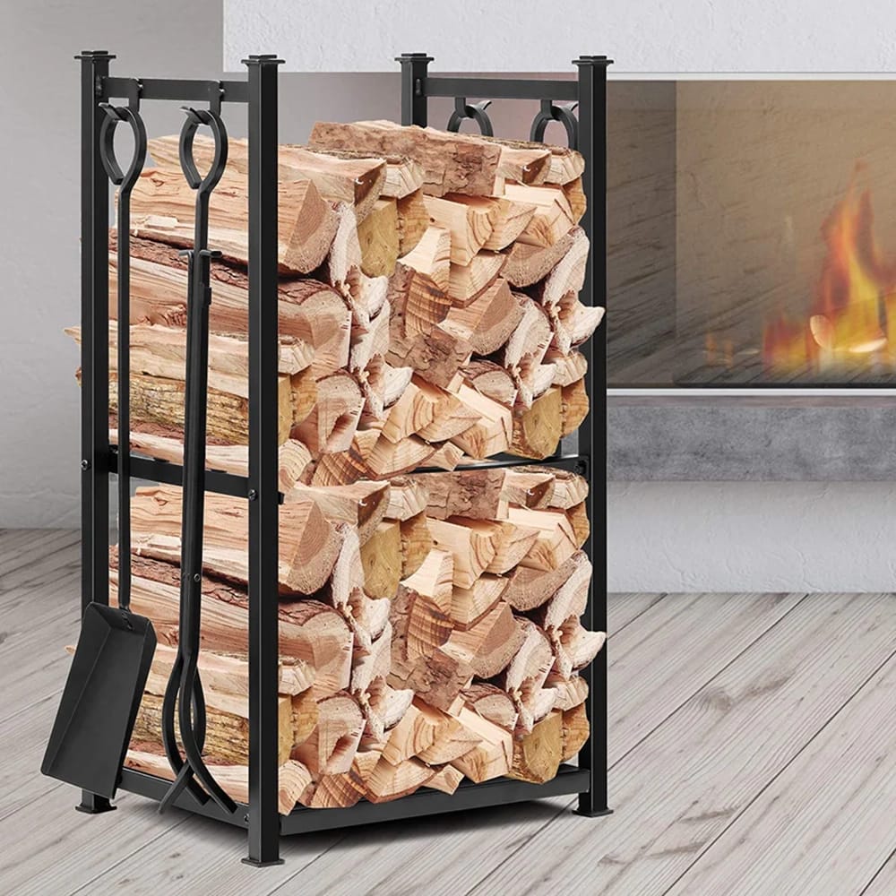 Amagabeli Fireplace Log Rack with Tool Set