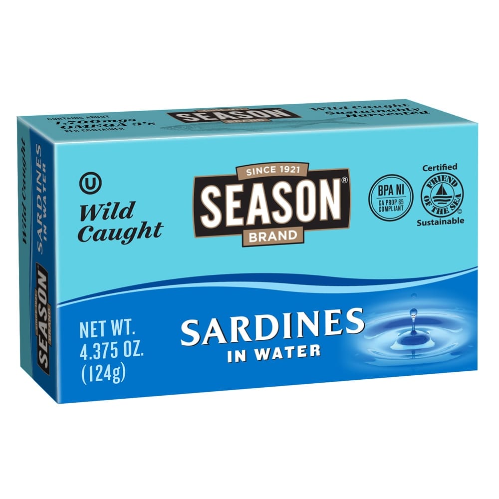 Season Brand Sardines in Water, 4.375 oz