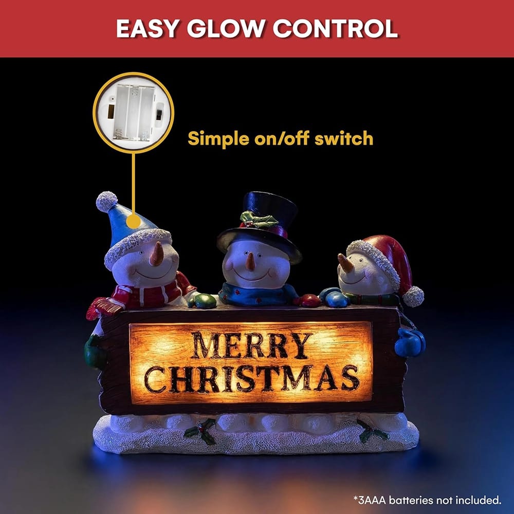 VP Home Christmas Snowman Lighted Resin Figurines